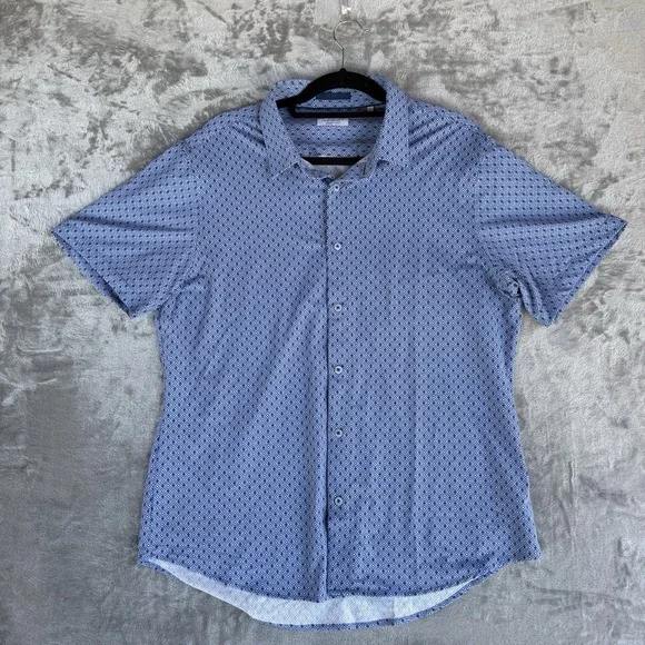 INFINITY MEN 'S LINEAR FLEX SHORT SLEEVE SHIRT, BLUE SIZE Lg - Picture 1 of 7